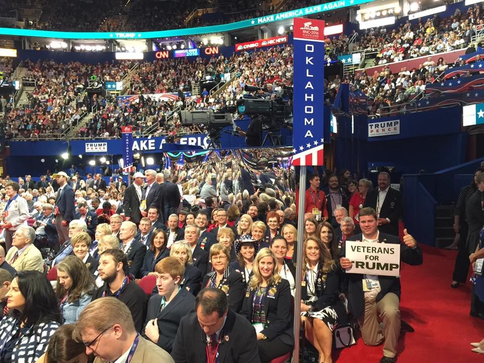 The Oklahoma delegates on the floor of the Republican National Convention